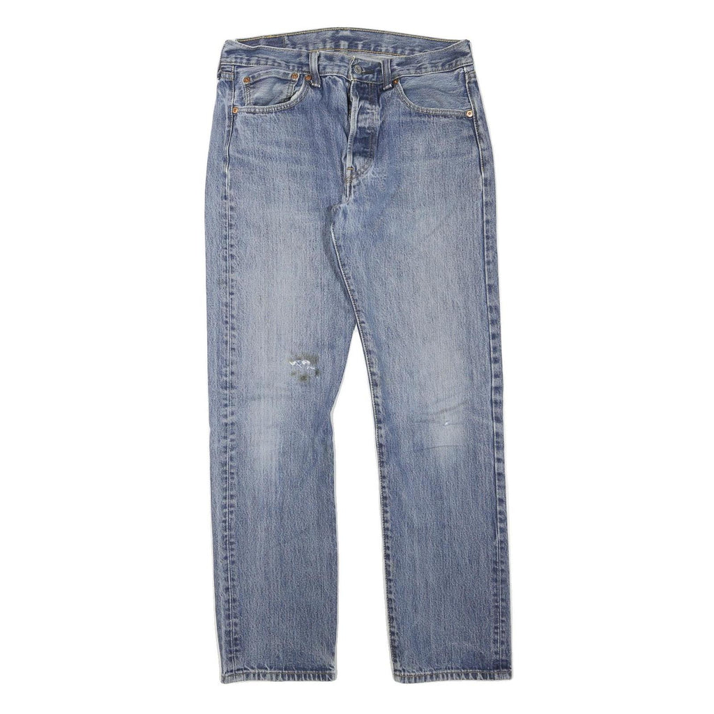 LEVI'S Mens Blue Regular Fit Straight Denim Light W32 L32 Button Cotton Blend