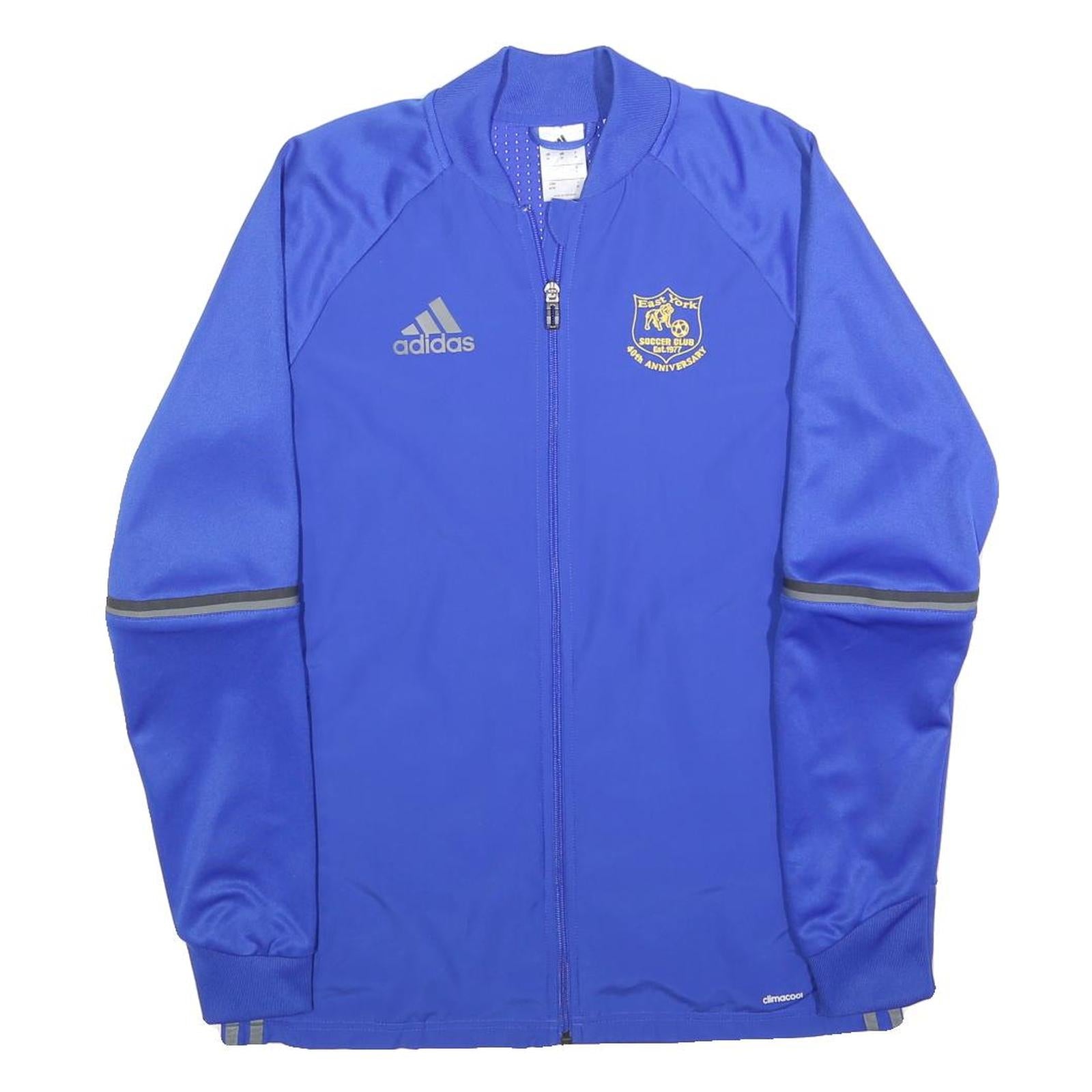 ADIDAS Mens Blue Soccer Club Jacket M Polyester Blend Plain Zip Sports Training
