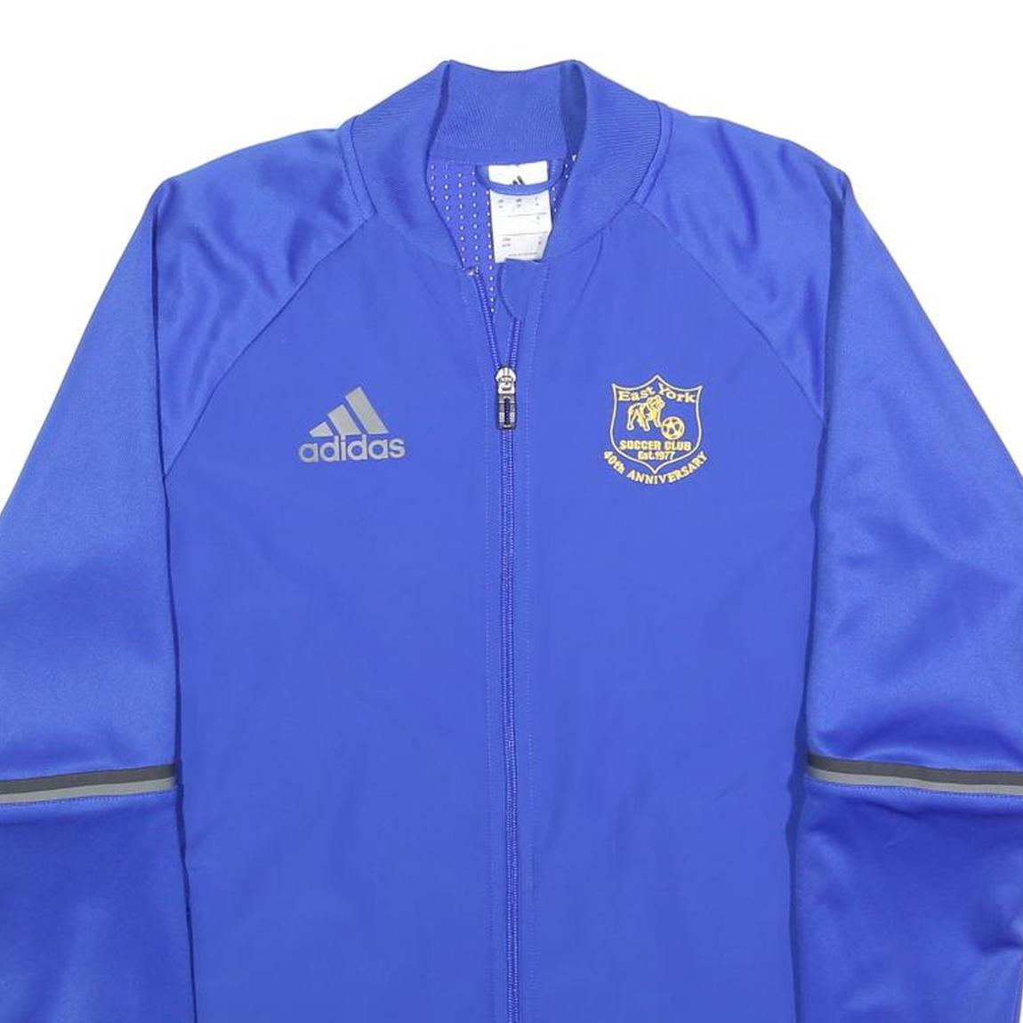 ADIDAS Mens Blue Soccer Club Jacket M Polyester Blend Plain Zip Sports Training