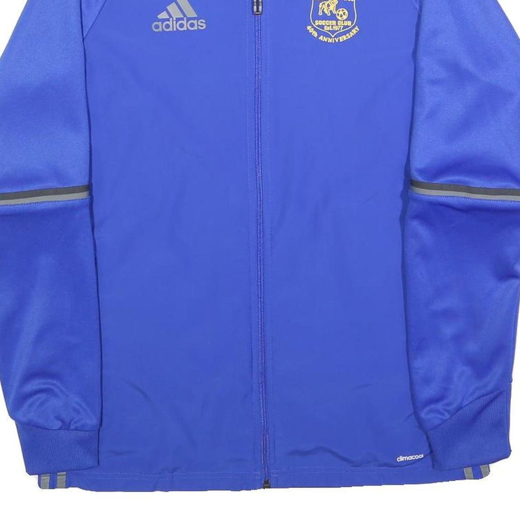 ADIDAS Mens Blue Soccer Club Jacket M Polyester Blend Plain Zip Sports Training