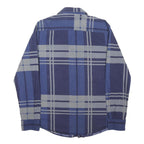 TOMMY HILFIGER Mens Blue & Grey Check Shirt L Cotton Blend Long Sleeve Button
