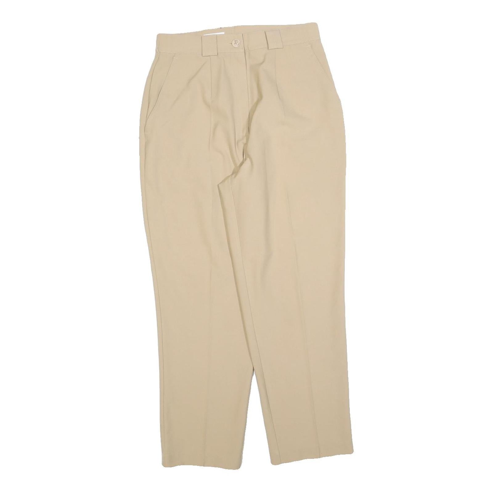 SPENGLER Womens Beige Regular Fit Straight Leg Trousers W27 L25 Polyester Zip