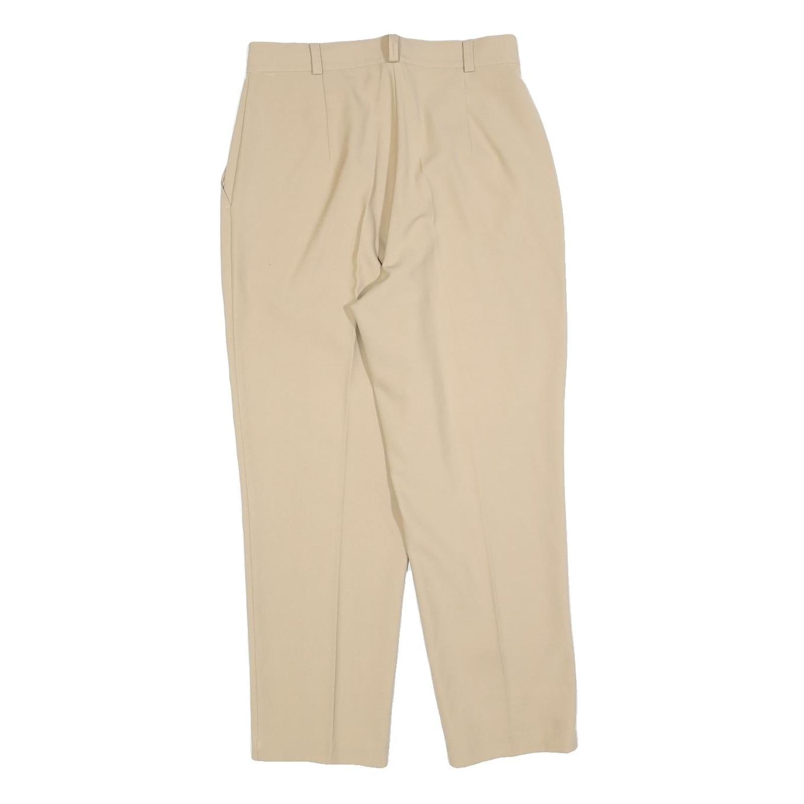 SPENGLER Womens Beige Regular Fit Straight Leg Trousers W27 L25 Polyester Zip