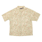 FADED GLORY Mens Hawaiian Shirt Beige Crazy Pattern L