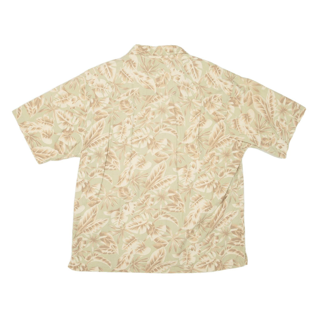 FADED GLORY Mens Hawaiian Shirt Beige Crazy Pattern L