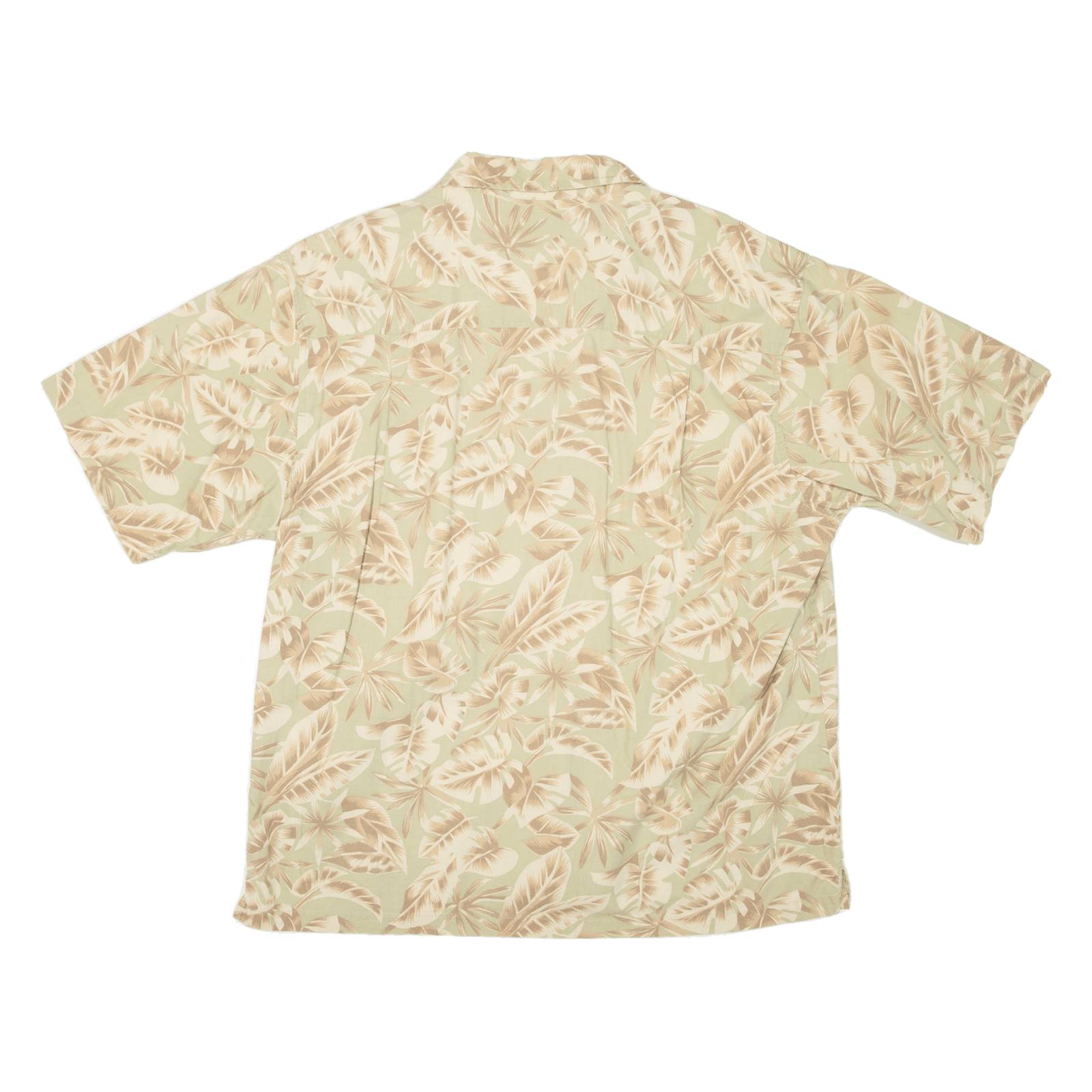 FADED GLORY Mens Hawaiian Shirt Beige Crazy Pattern L