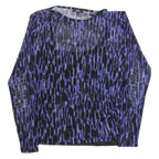 C&A Womens Printed Top Blue Long Sleeve Animal Print L