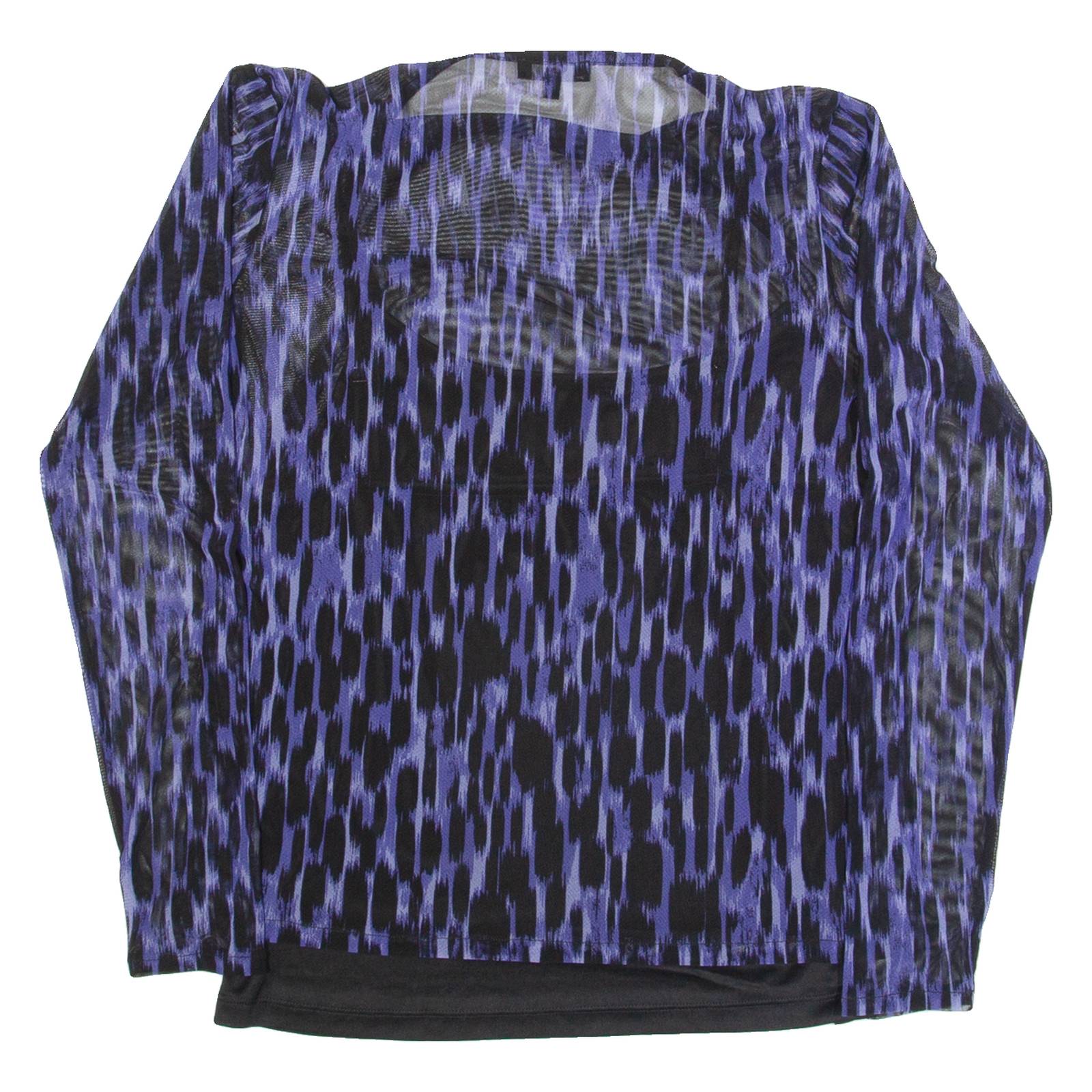 C&A Womens Printed Top Blue Long Sleeve Animal Print L