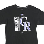 MAJESTIC Mens Black Colorado Rockies Graphic T-Shirt M Short Sleeve Crew Neck
