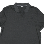 CALVIN KLEIN Mens Black Pinstripe Short Sleeve Polo Shirt M Cotton Casual