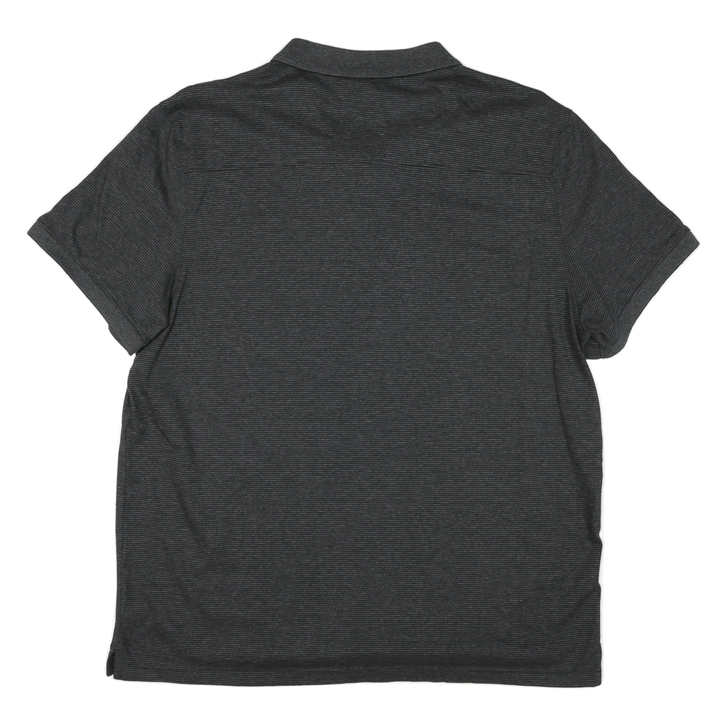CALVIN KLEIN Mens Black Pinstripe Short Sleeve Polo Shirt M Cotton Casual