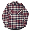 DAVID TAYLOR Mens Red & Navy Check Shirt XL Cotton Blend Long Sleeve Casual