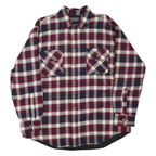 DAVID TAYLOR Mens Red & Navy Check Shirt XL Cotton Blend Long Sleeve Casual