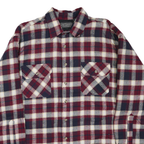 DAVID TAYLOR Mens Red & Navy Check Shirt XL Cotton Blend Long Sleeve Casual