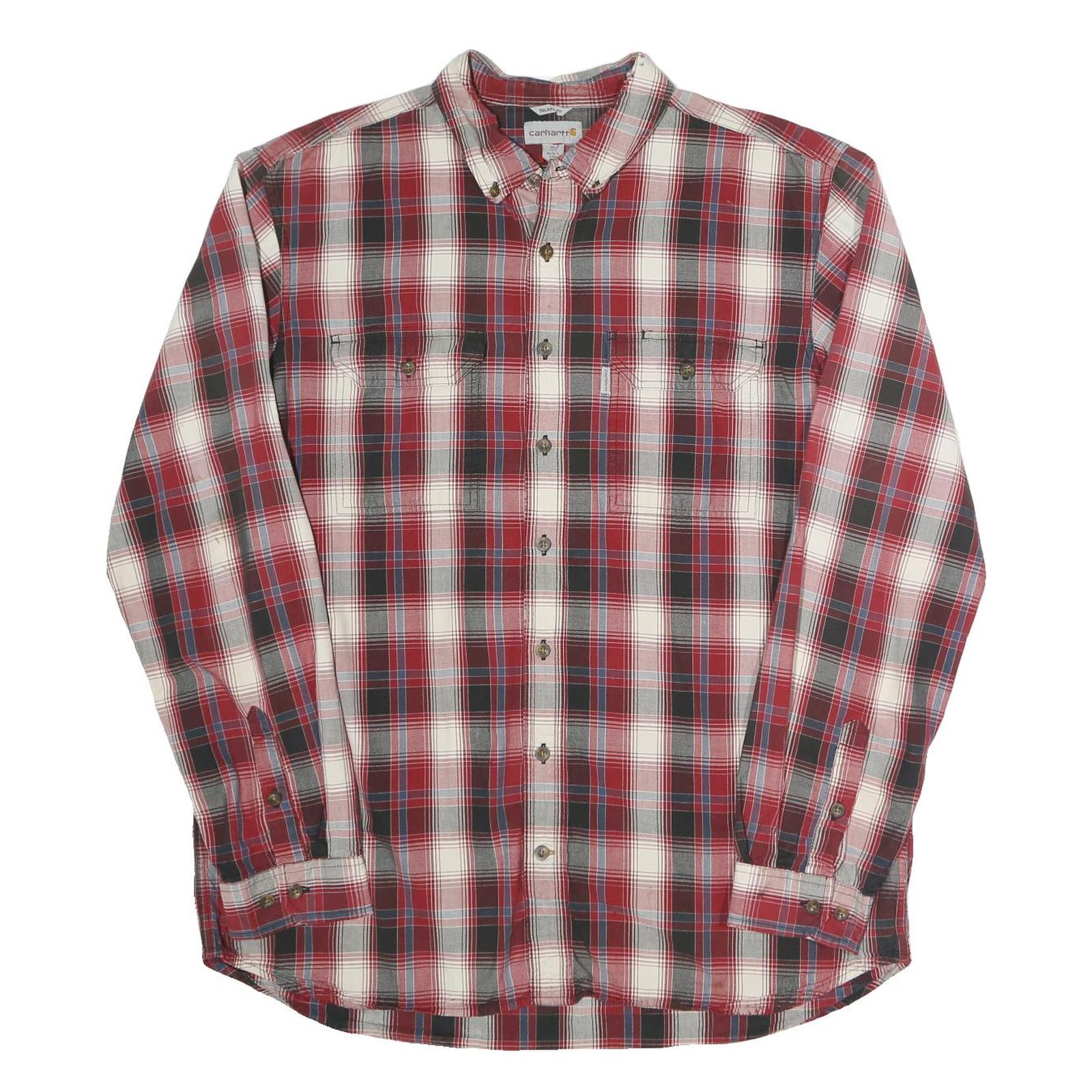 CARHARTT Mens Red Black & White Check Shirt XL Button-Down Collar Casual