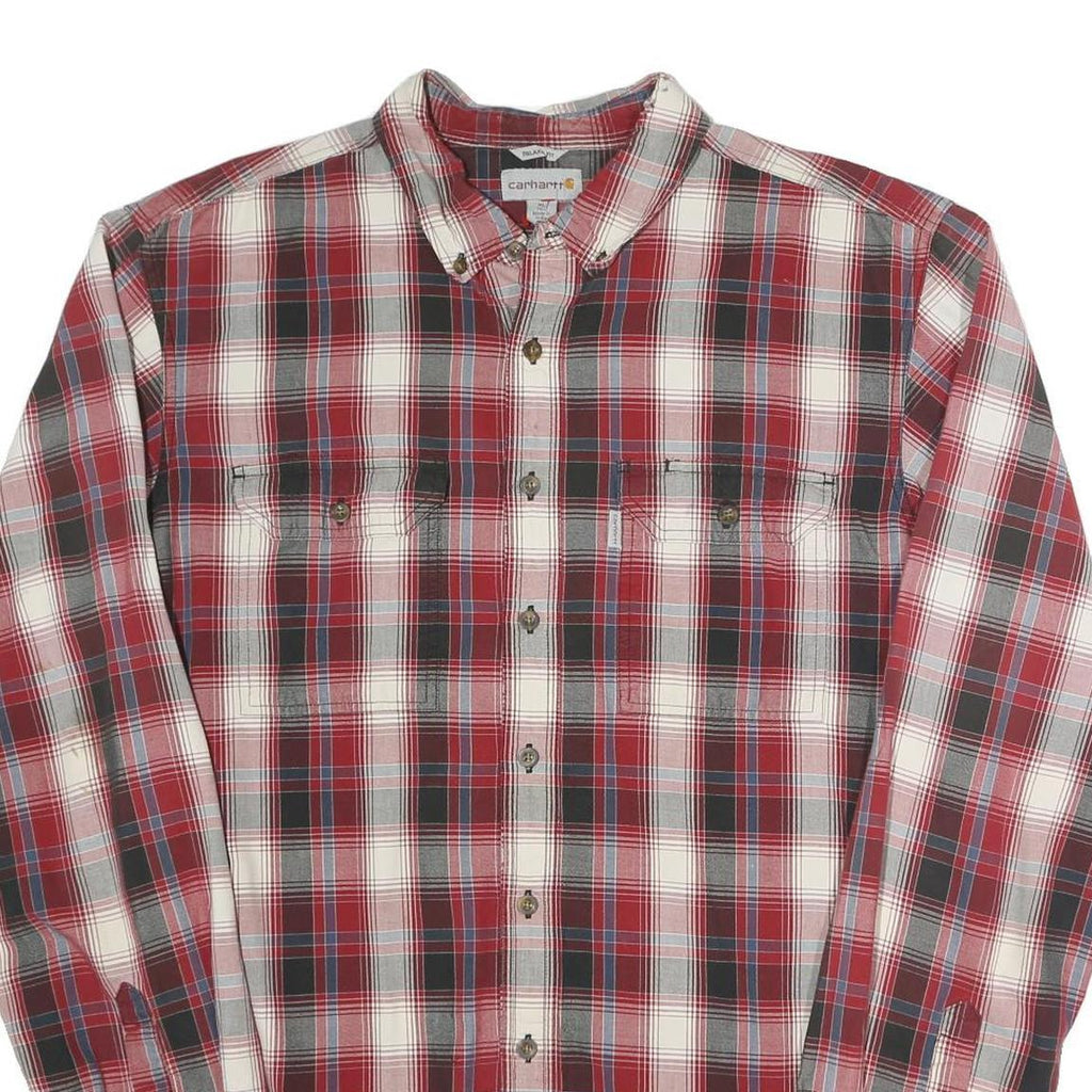 CARHARTT Mens Red Black & White Check Shirt XL Button-Down Collar Casual