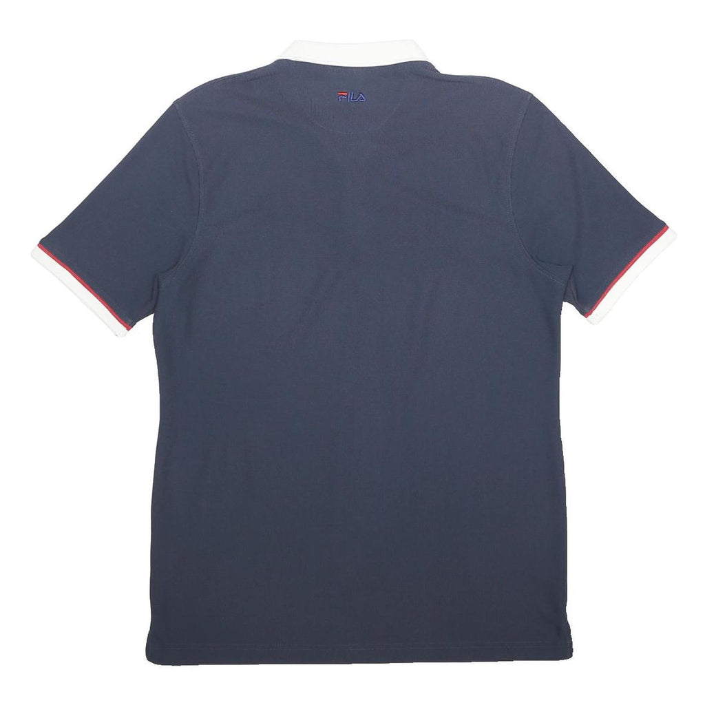 FILA Mens Navy Blue & White Short Sleeve Polo Shirt L Classic Logo Casual
