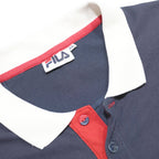 FILA Mens Navy Blue & White Short Sleeve Polo Shirt L Classic Logo Casual