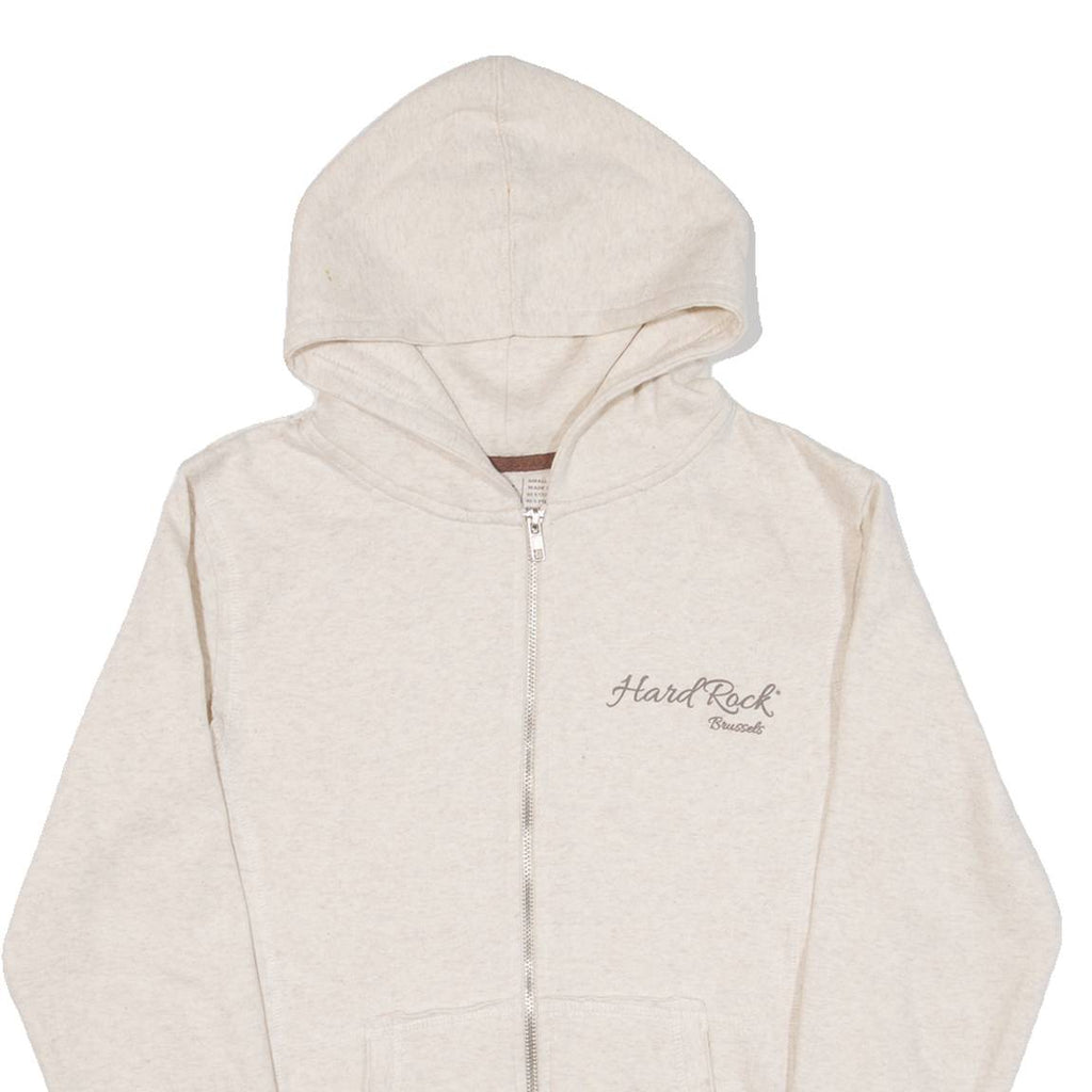 HARD ROCK CAFE Brussels Womens Beige Hoodie Full Zip S