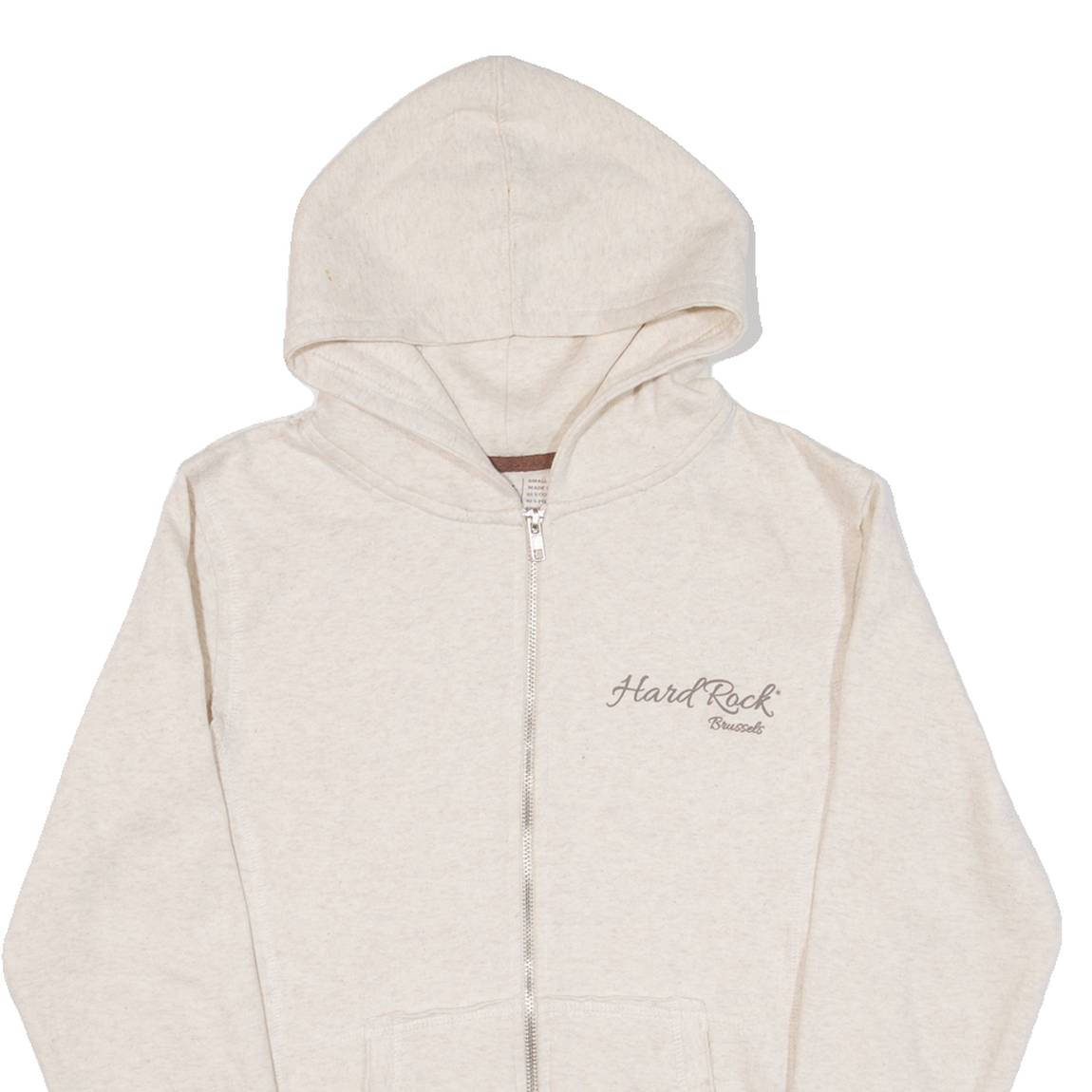 HARD ROCK CAFE Brussels Womens Beige Hoodie Full Zip S