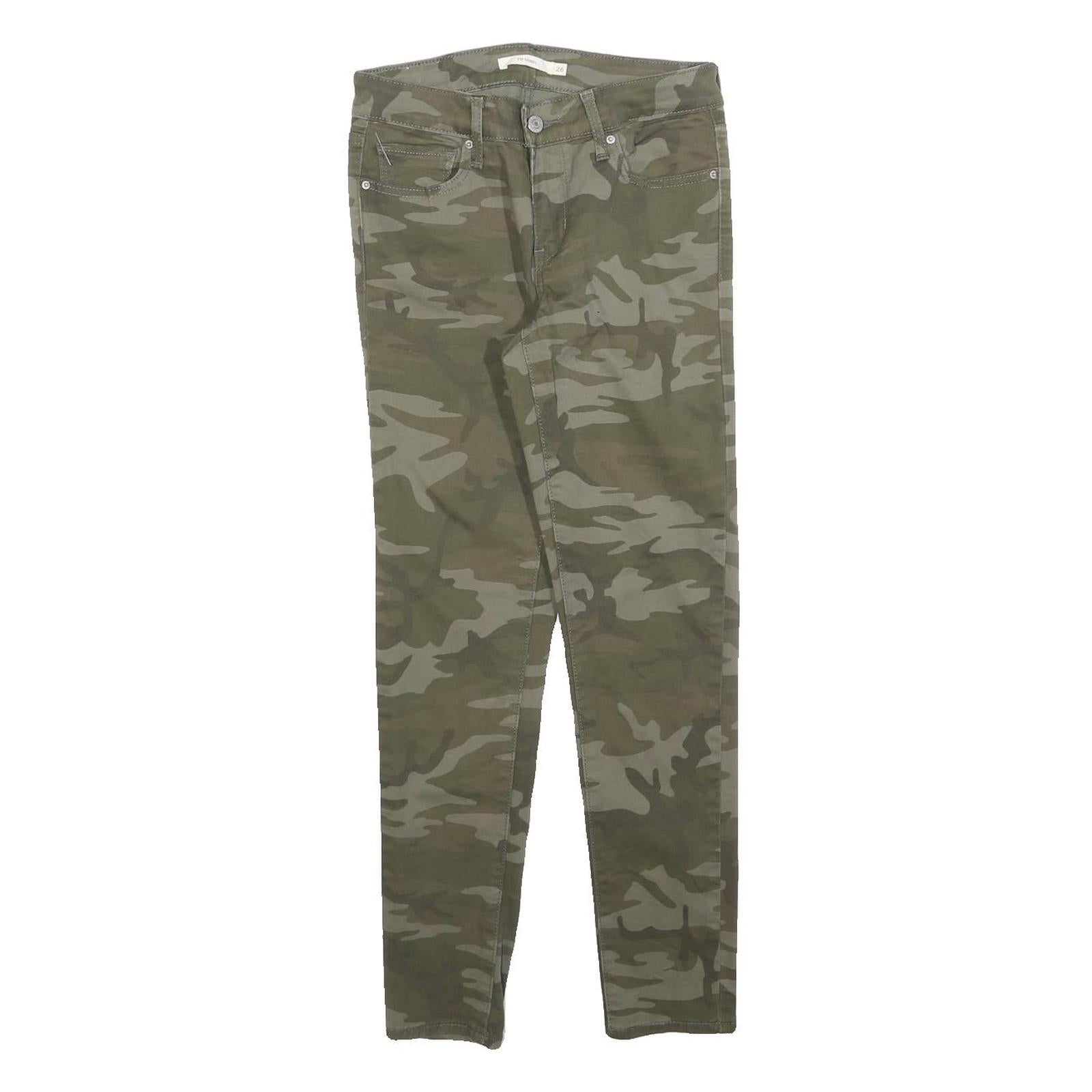 LEVI'S Womens Cotton Blend Green Camouflage Slim Skinny Trousers W26 L26