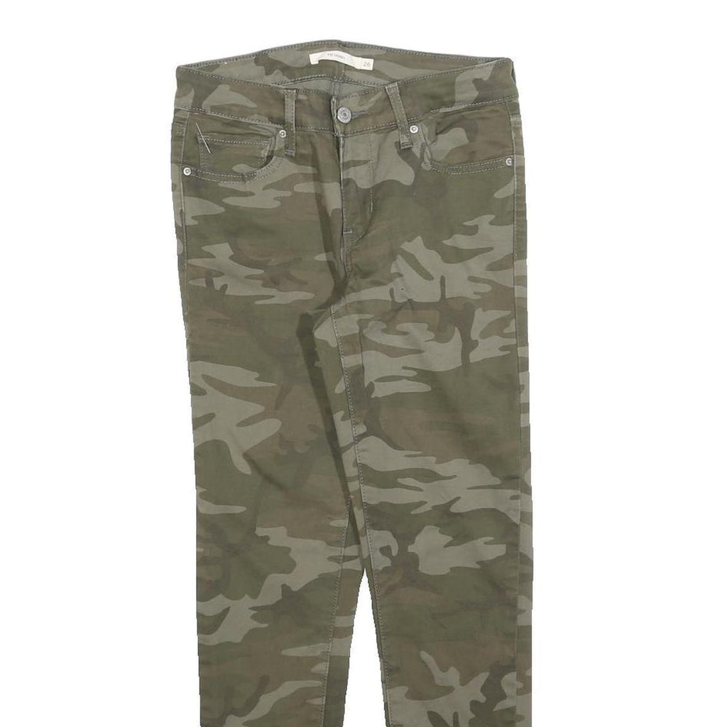LEVI'S Womens Cotton Blend Green Camouflage Slim Skinny Trousers W26 L26