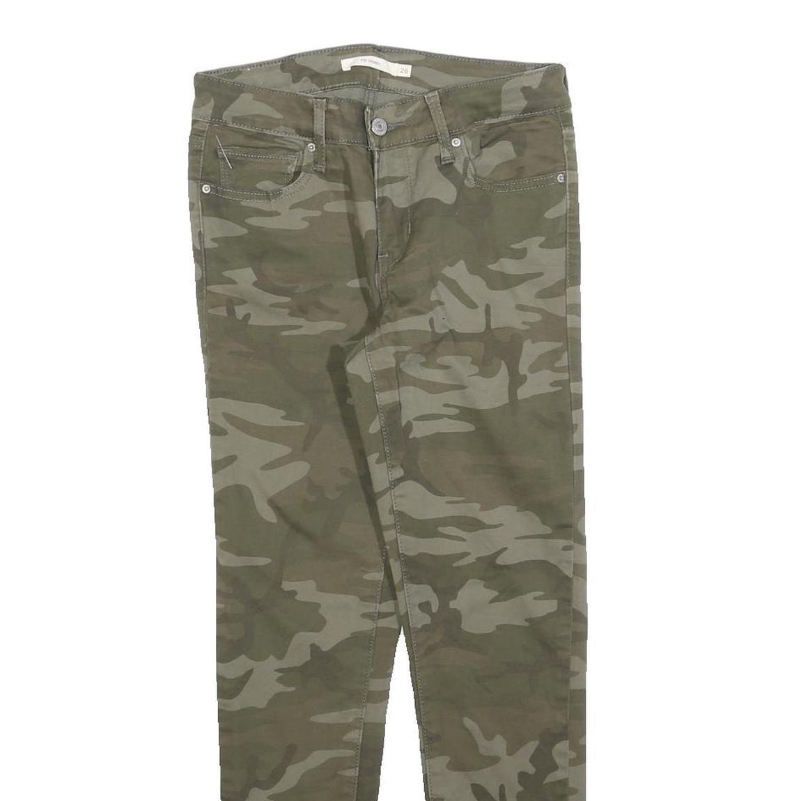 LEVI'S Womens Cotton Blend Green Camouflage Slim Skinny Trousers W26 L26