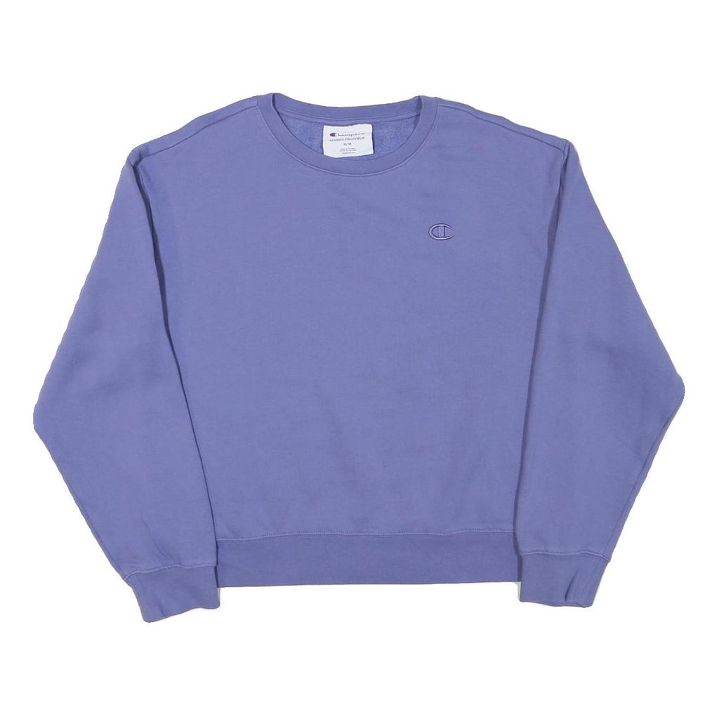CHAMPION Mens Blue Crew Neck M Cotton Blend Pullover Sweatshirt Classic Logo