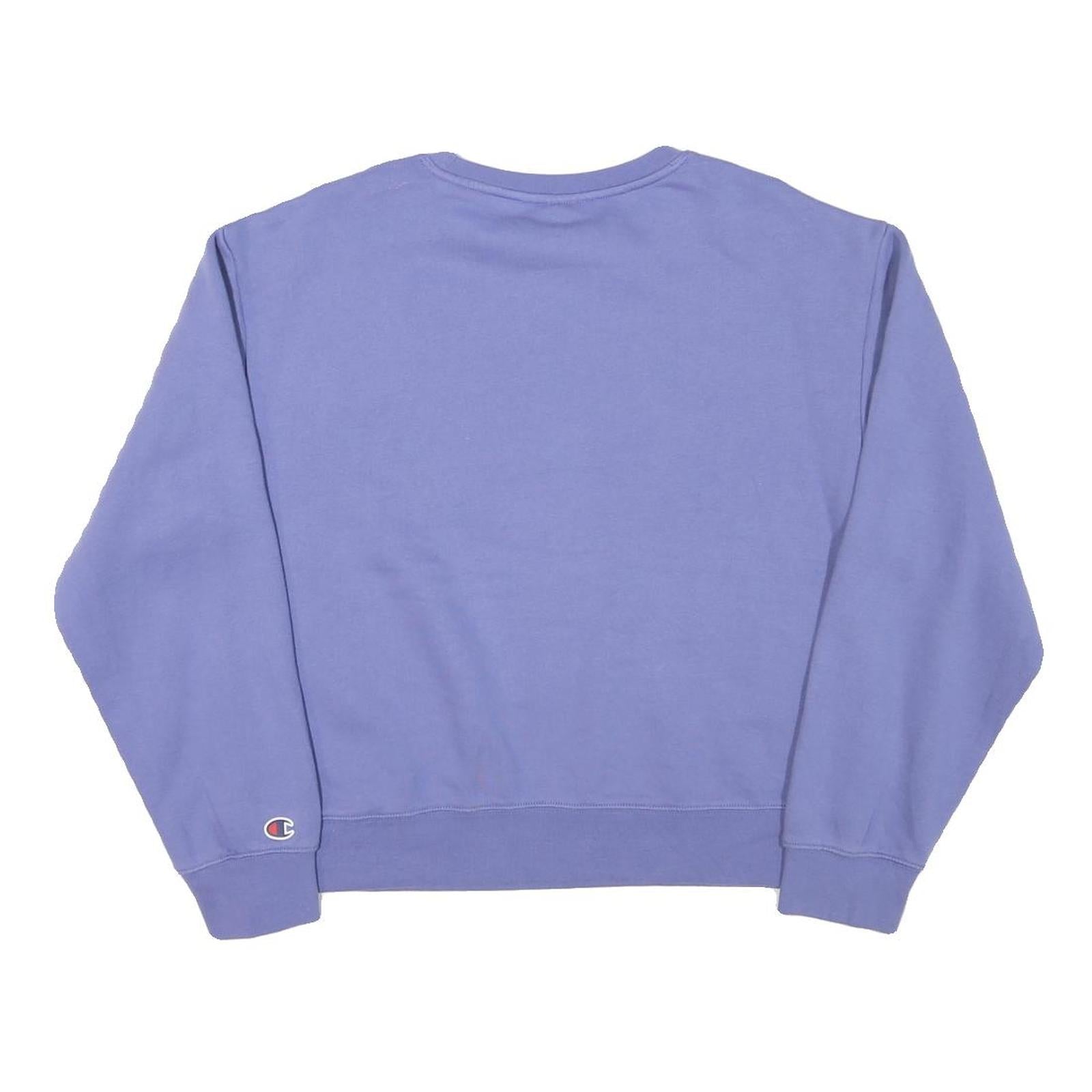 CHAMPION Mens Blue Crew Neck M Cotton Blend Pullover Sweatshirt Classic Logo