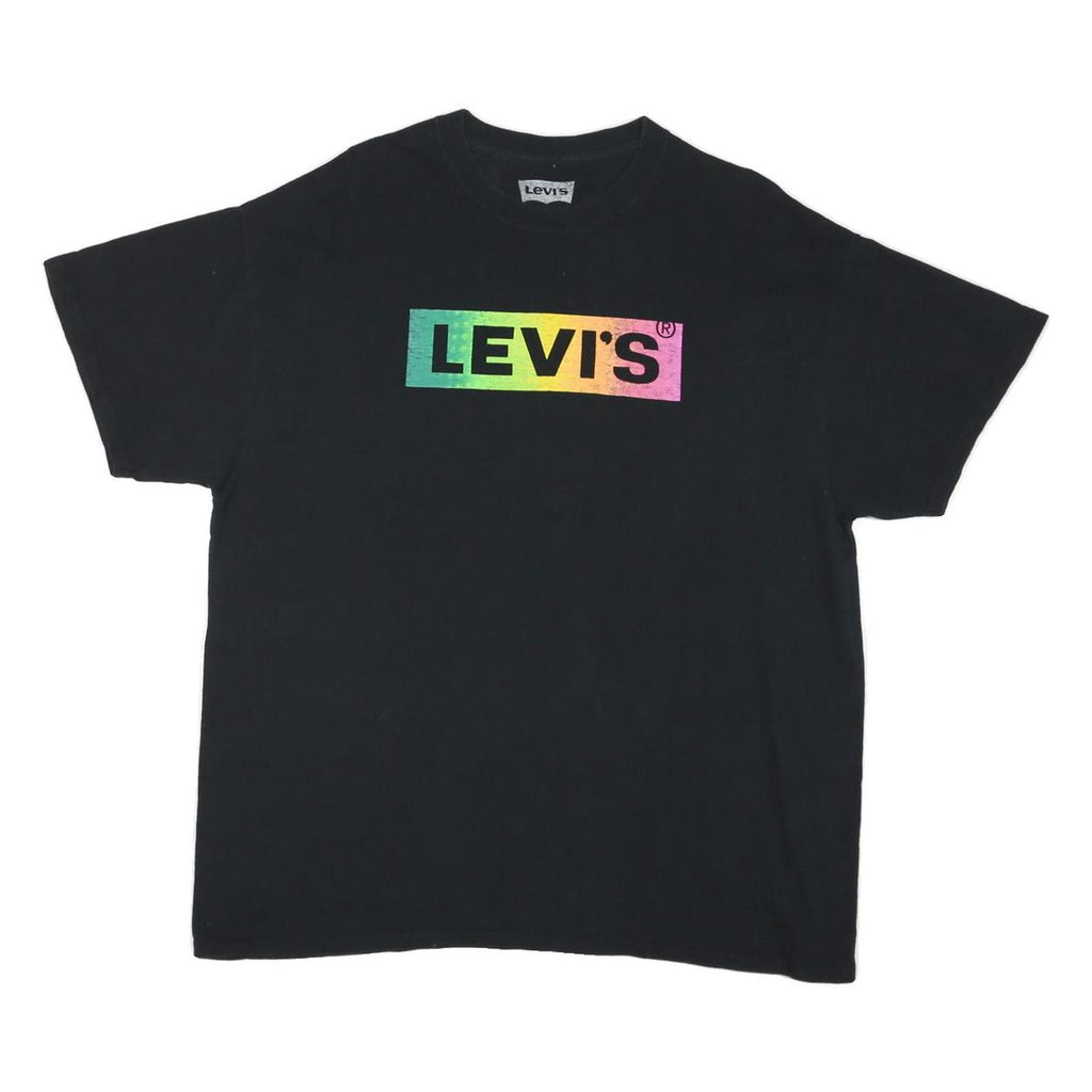 LEVI'S Mens Black Cotton Blend Graphic T-Shirt XL Short Sleeve Crew Neck Logo