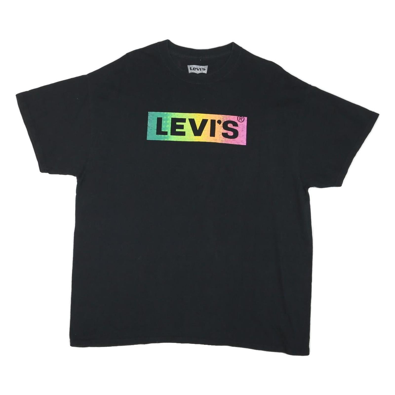 LEVI'S Mens Black Cotton Blend Graphic T-Shirt XL Short Sleeve Crew Neck Logo