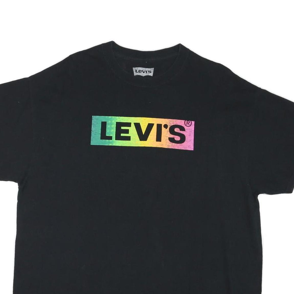 LEVI'S Mens Black Cotton Blend Graphic T-Shirt XL Short Sleeve Crew Neck Logo