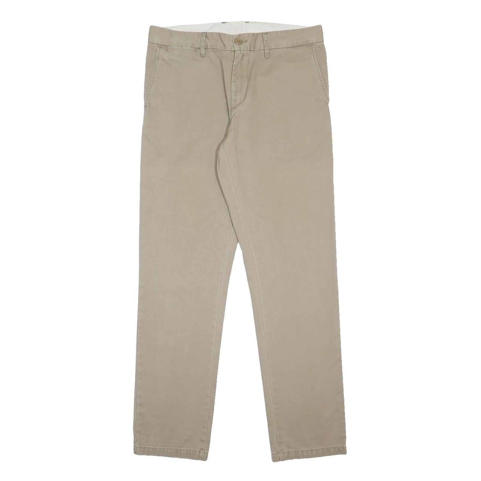 CARHARTT Mens Slim Beige Cotton Trousers W31 L32 Casual Zip Closure