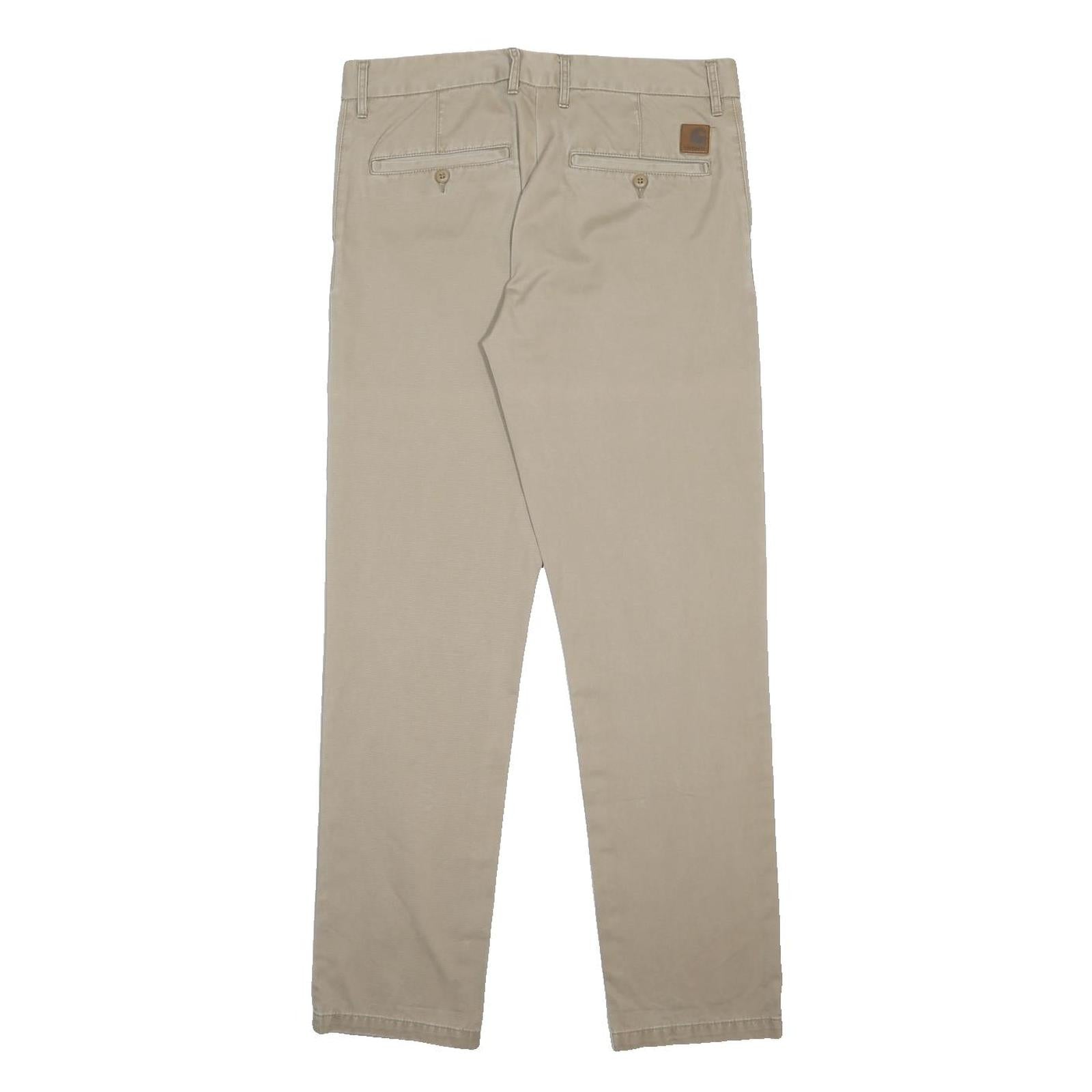 CARHARTT Mens Slim Beige Cotton Trousers W31 L32 Casual Zip Closure