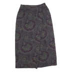 TALBOTS Womens Purple Paisley Wool Midi Pencil Skirt Size S Classic Design