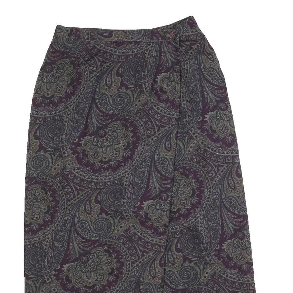 TALBOTS Womens Purple Paisley Wool Midi Pencil Skirt Size S Classic Design