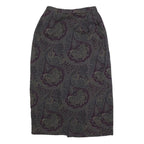 TALBOTS Womens Purple Paisley Wool Midi Pencil Skirt Size S Classic Design