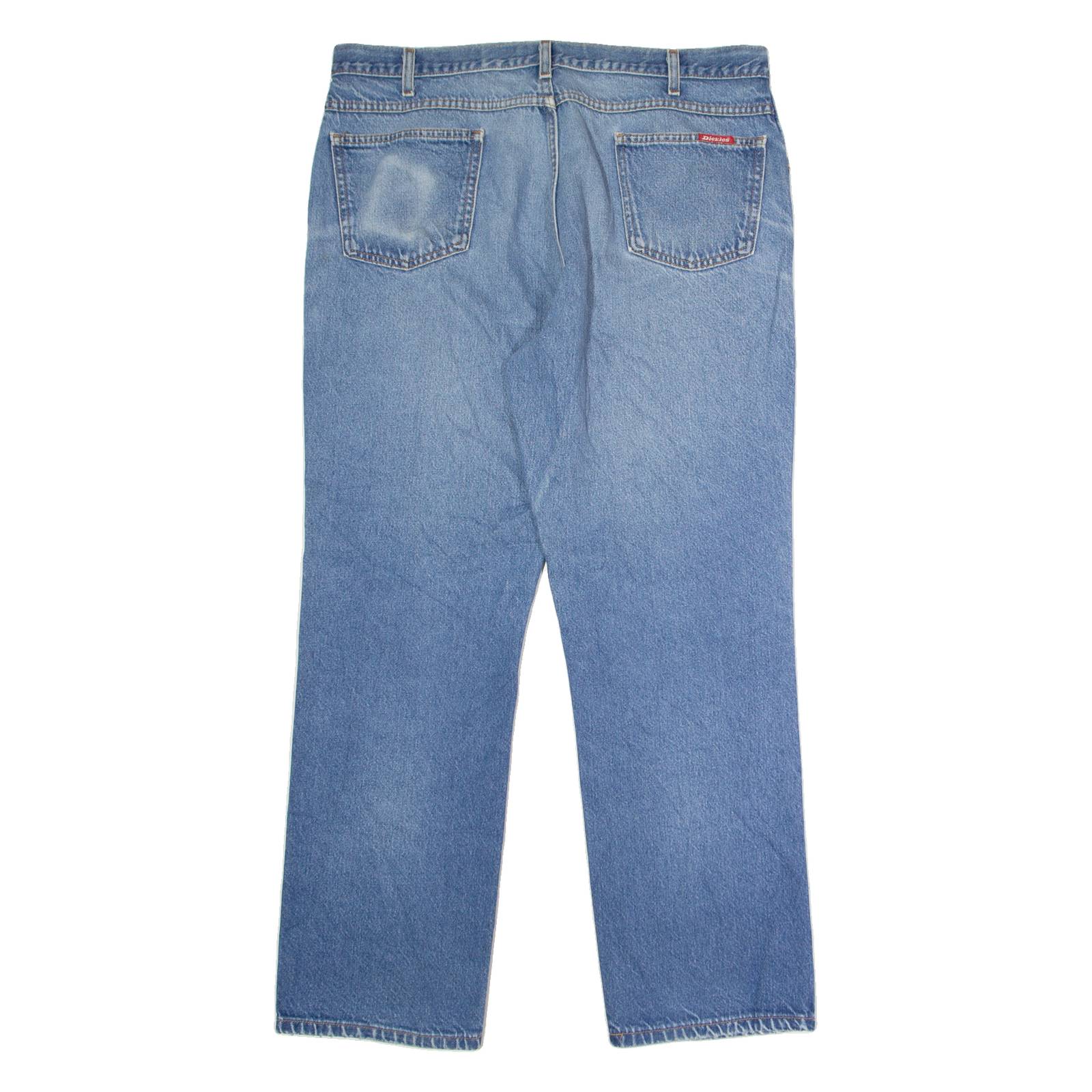 DICKIES Mens Jeans Blue Regular Straight Stone Wash W40 L32