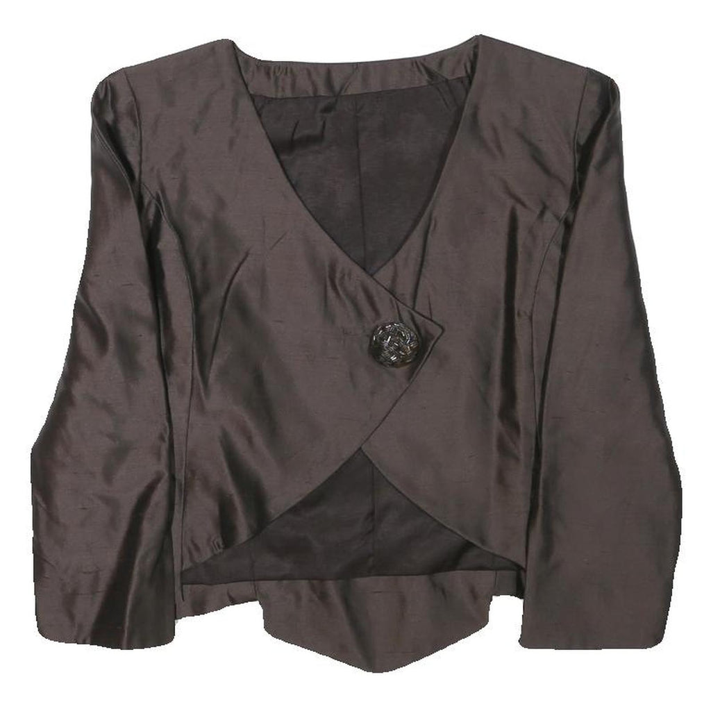 STETTLER AND CO Womens Brown Button Jacket S Polyester Blend Tailored