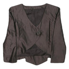 STETTLER AND CO Womens Brown Button Jacket S Polyester Blend Tailored
