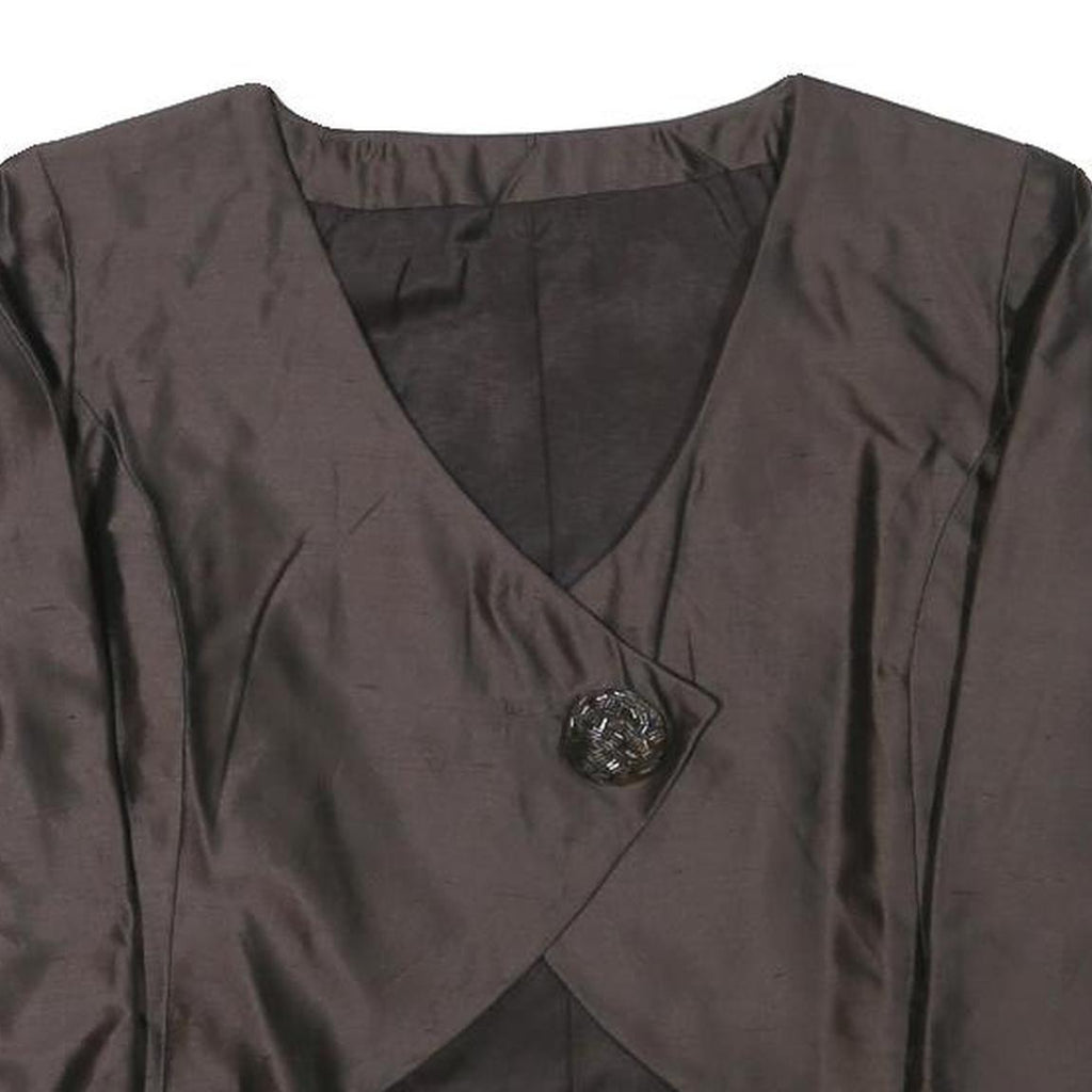 STETTLER AND CO Womens Brown Button Jacket S Polyester Blend Tailored