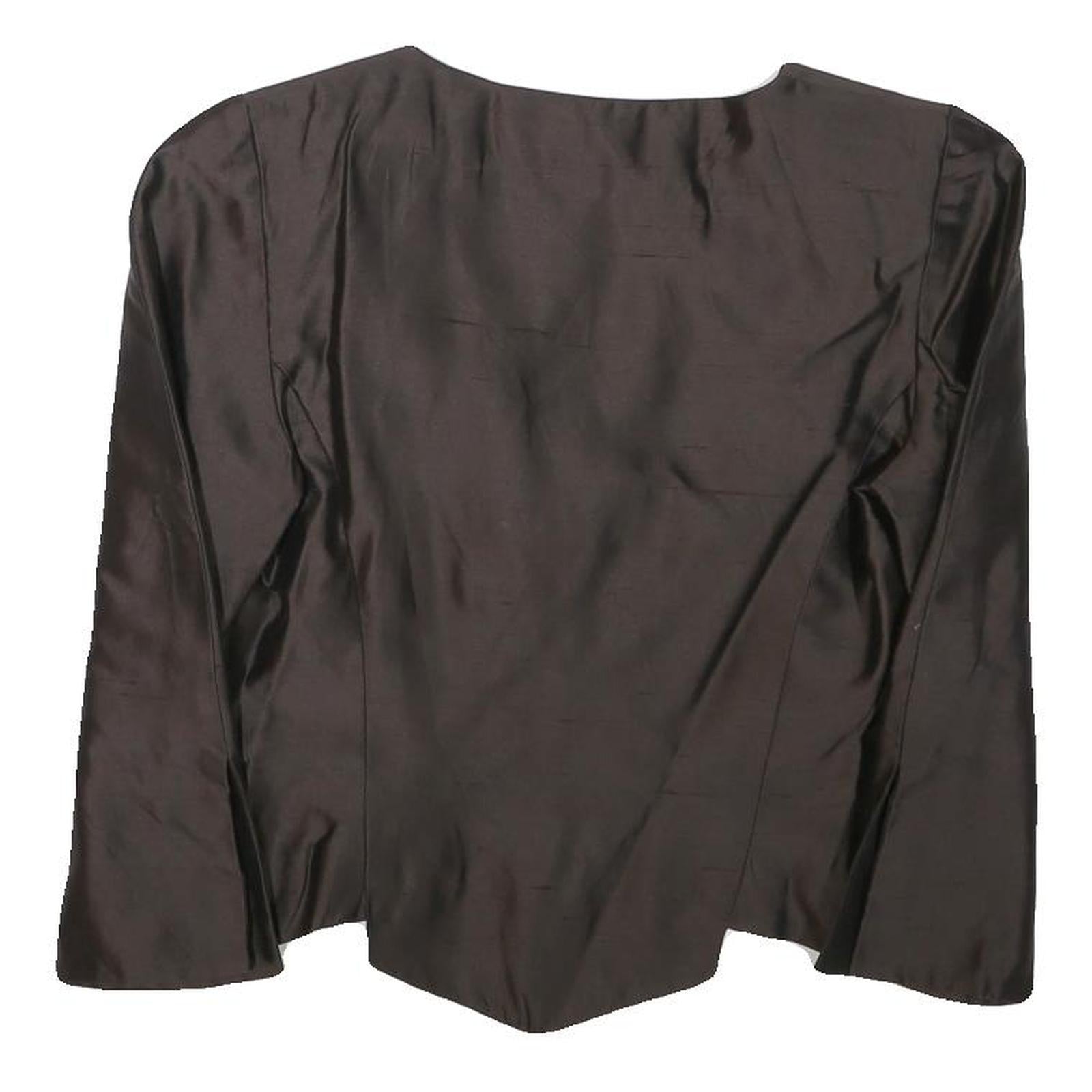 STETTLER AND CO Womens Brown Button Jacket S Polyester Blend Tailored