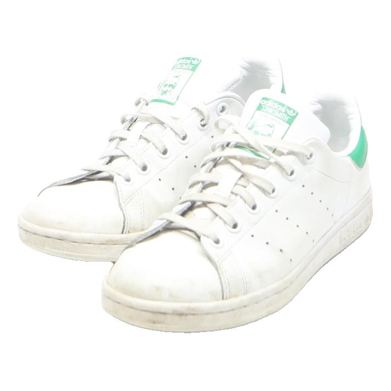 ADIDAS Stan Smith Womens Lace-Up Trainers White & Green Leather UK 4 Classic