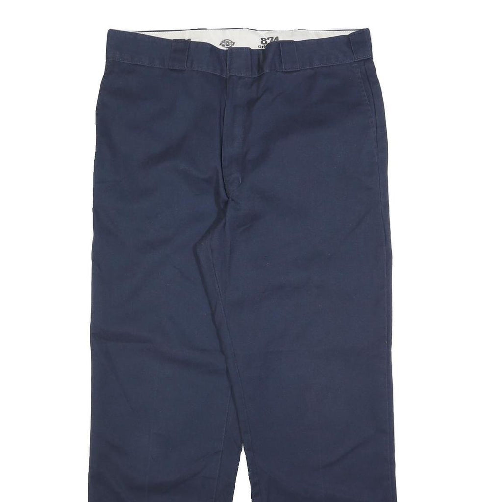 DICKIES Mens Regular Navy Blue Cotton Blend Zip Closure Trousers W36 L32