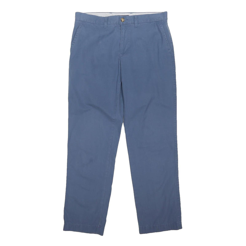 TOMMY HILFIGER Mens Cotton Blend Blue Regular Fit Straight Leg Trousers W34 L32