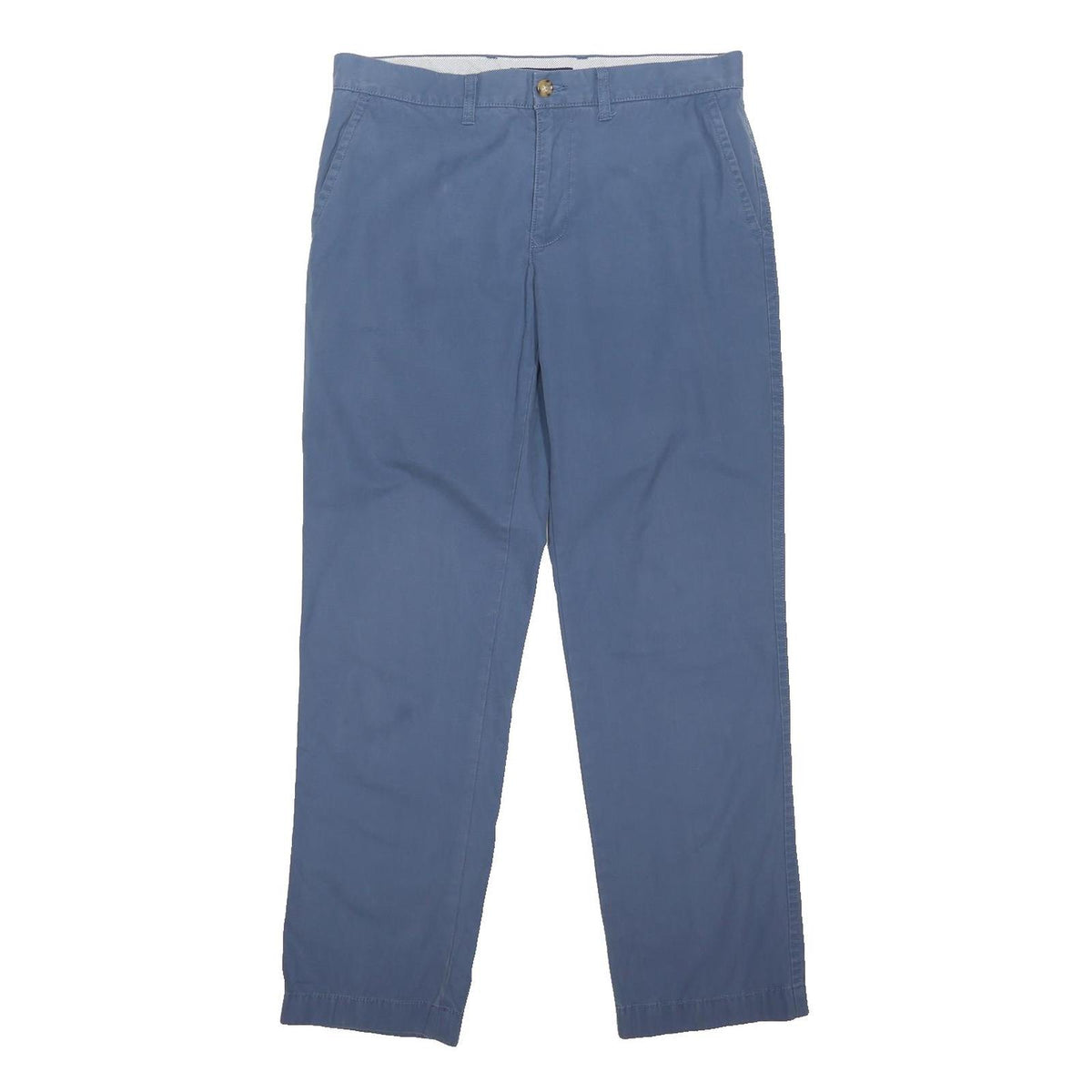 TOMMY HILFIGER Mens Cotton Blend Blue Regular Fit Straight Leg Trousers W34 L32