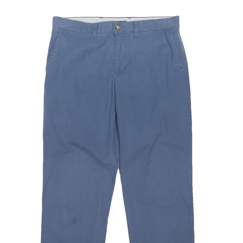 TOMMY HILFIGER Mens Cotton Blend Blue Regular Fit Straight Leg Trousers W34 L32