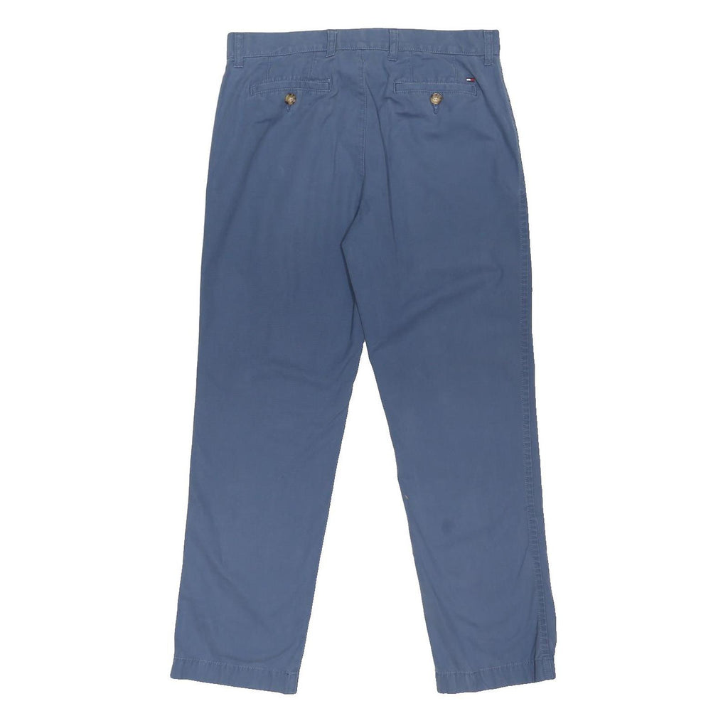 TOMMY HILFIGER Mens Cotton Blend Blue Regular Fit Straight Leg Trousers W34 L32