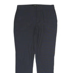 ZARA Womens Cotton Blend Navy Regular Tapered Trousers W32 L27 Work Casual