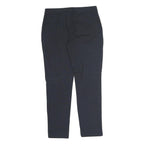 ZARA Womens Cotton Blend Navy Regular Tapered Trousers W32 L27 Work Casual